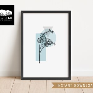 Multi Stem in Blue | Instant DIGITAL DOWNLOAD, Printable Wall Art, Botanical Print, Minimalist Floral Print