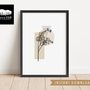 Multi Stem in Gold | Instant DIGITAL DOWNLOAD, Printable Wall Art, Botanical Wall Art