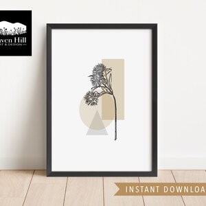 Thistle Stem in Gold | Instant DIGITAL DOWNLOAD, Printable Wall Art, Botanical Wall Art