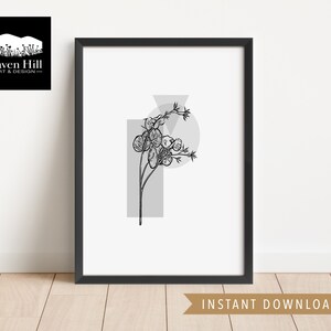 Multi Stem in Gray | Instant DIGITAL DOWNLOAD, Printable Wall Art, Botanical Wall Art