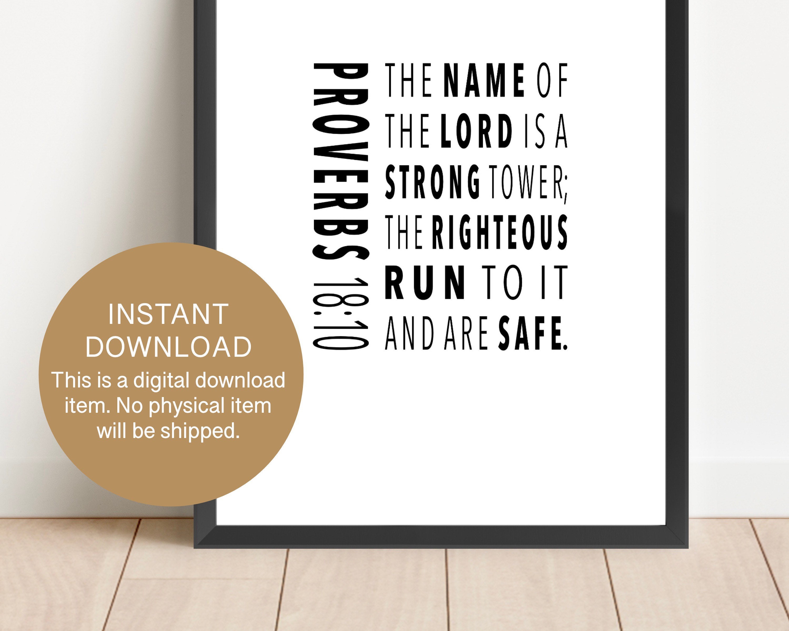 Proverbs 18:10 | Instant DIGITAL DOWNLOAD , Scripture Verse, Bible ...