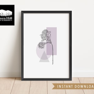 Thistle Print in Plum | Instant DIGITAL DOWNLOAD, Printable Wall Art, Botanical Art Print, Minimalist Art