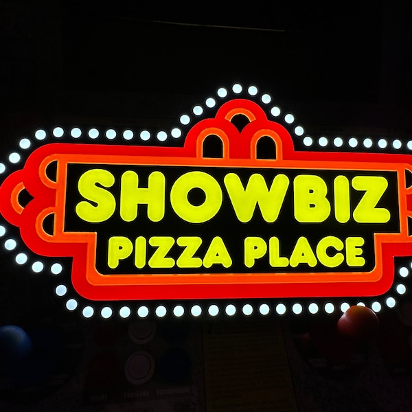 Showbiz Pizza RETRO Circa 1982 Marquee Led Sign Reproduction Prop Vintage Home Arcade LED Man Cave Limited Edition