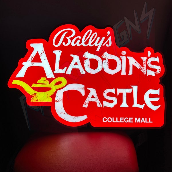 Aladdin's Castle RETRO Circa 1986 Marquee Led Sign Reproduction Prop Vintage Arcade LED Mancave Limited Edition