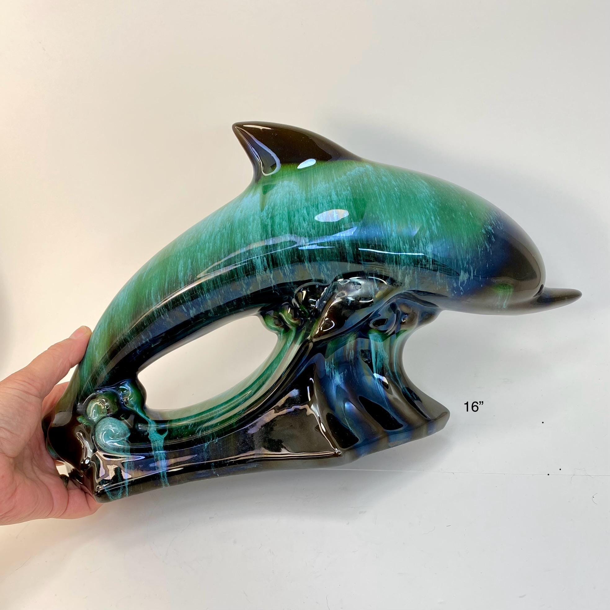 Large Blue Mountain Pottery Ceramic Green Drip-glazed 16