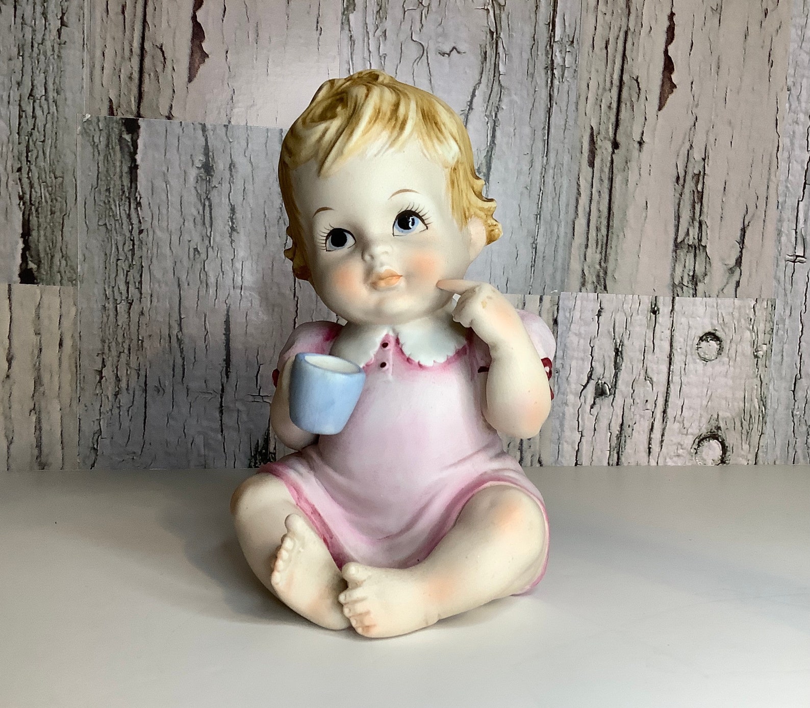 Vintage Ceramic Baby Girl Figurine Ceramic Vintage Baby Girl Etsy