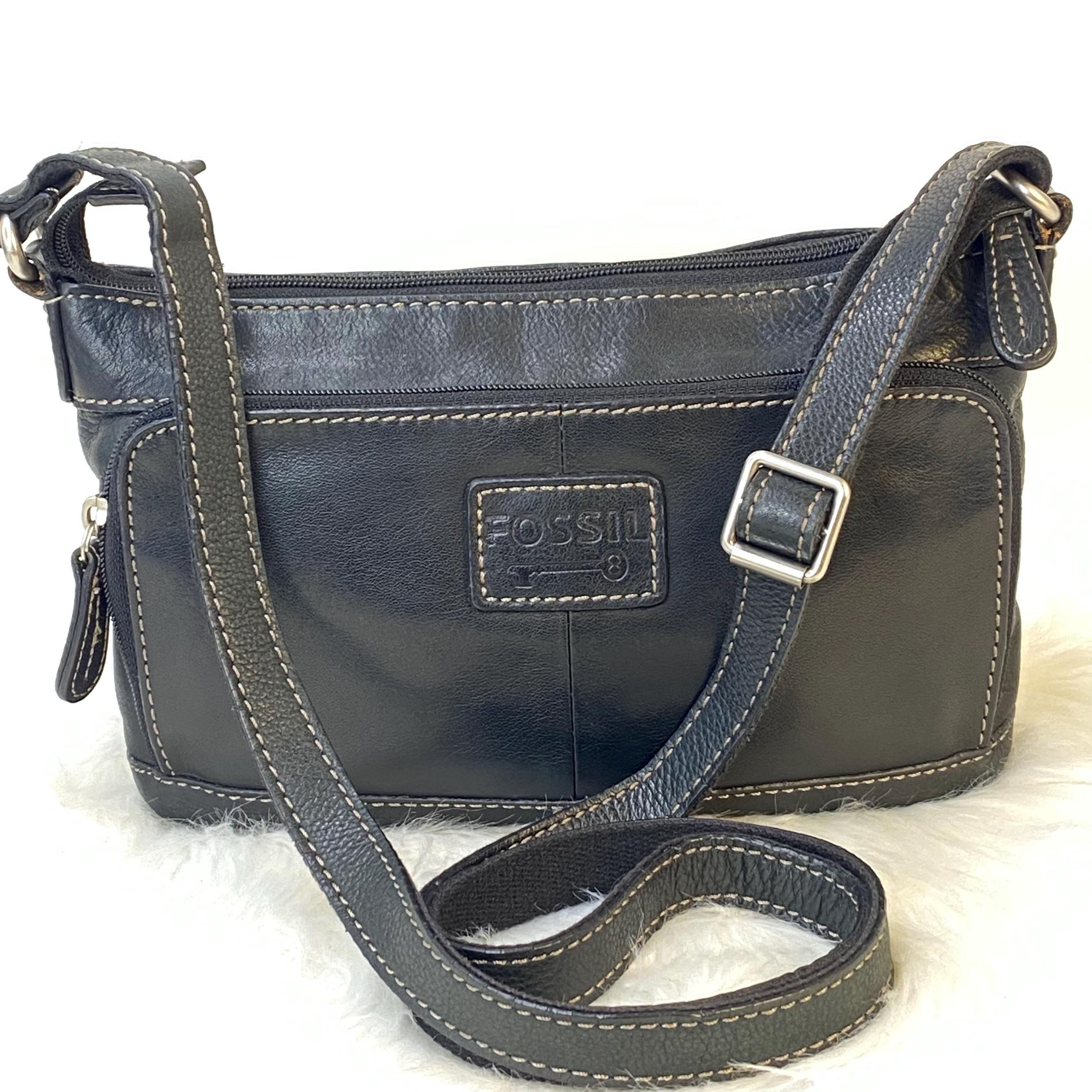 Vintage Fossil Black Leather Handbags - Etsy