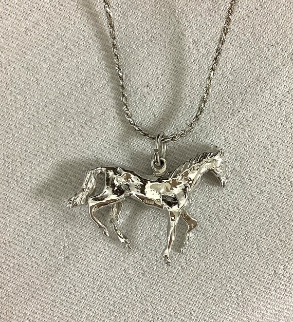 Sterling silver chain with sterling silver horse … - image 3