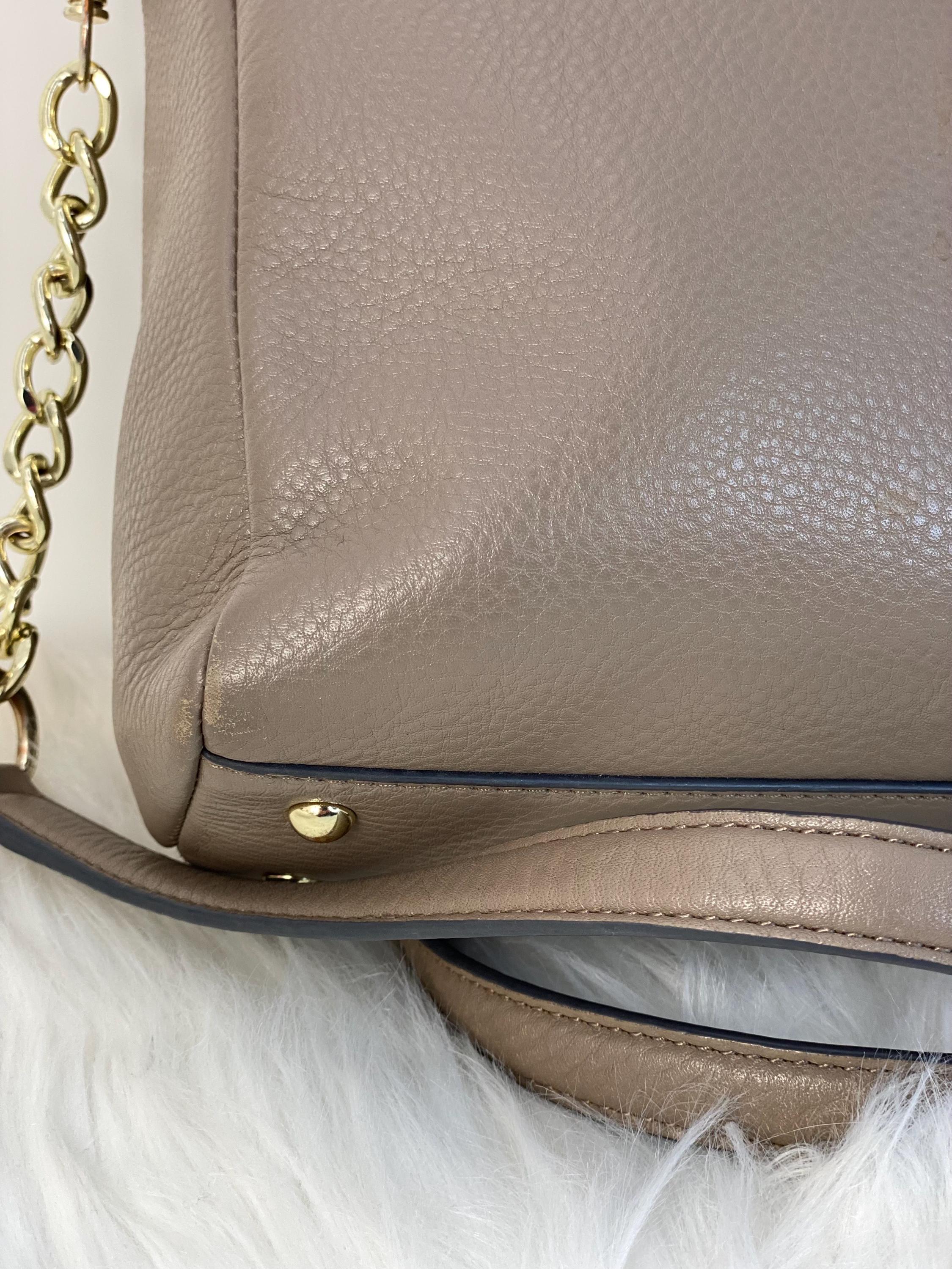Karl Lagerfeld Paris Taupe Quilted Leather Satchel Bag 
