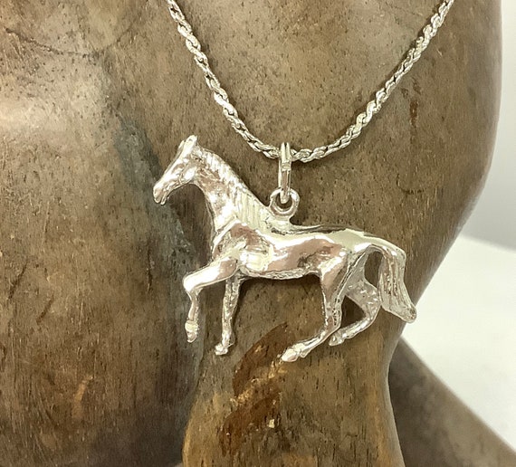 Sterling silver chain with sterling silver horse … - image 7