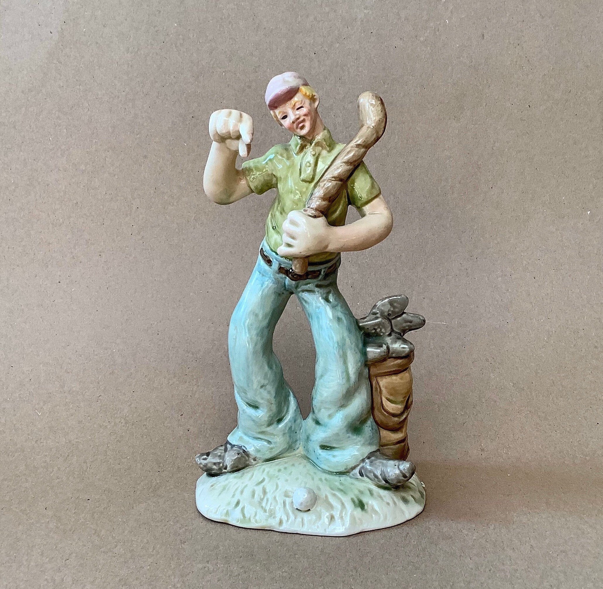 Ceramic golfer figurine Funny golf figurine Man playing Etsy