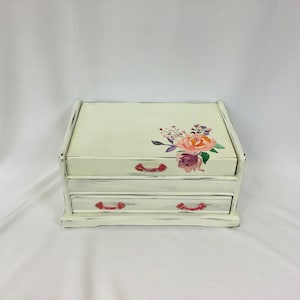 Original Jewelry Box Hand Painted Upcycled,  Refurbished Lift-Top Jewelry Box