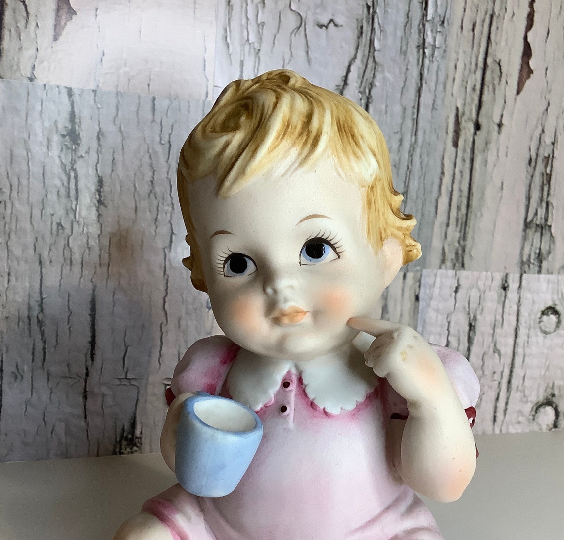 Vintage Ceramic Baby Girl Figurine Ceramic Vintage Baby Girl Etsy