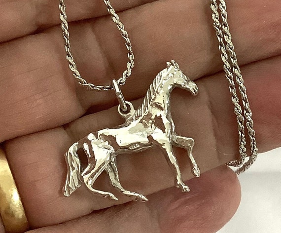 Sterling silver chain with sterling silver horse … - image 8