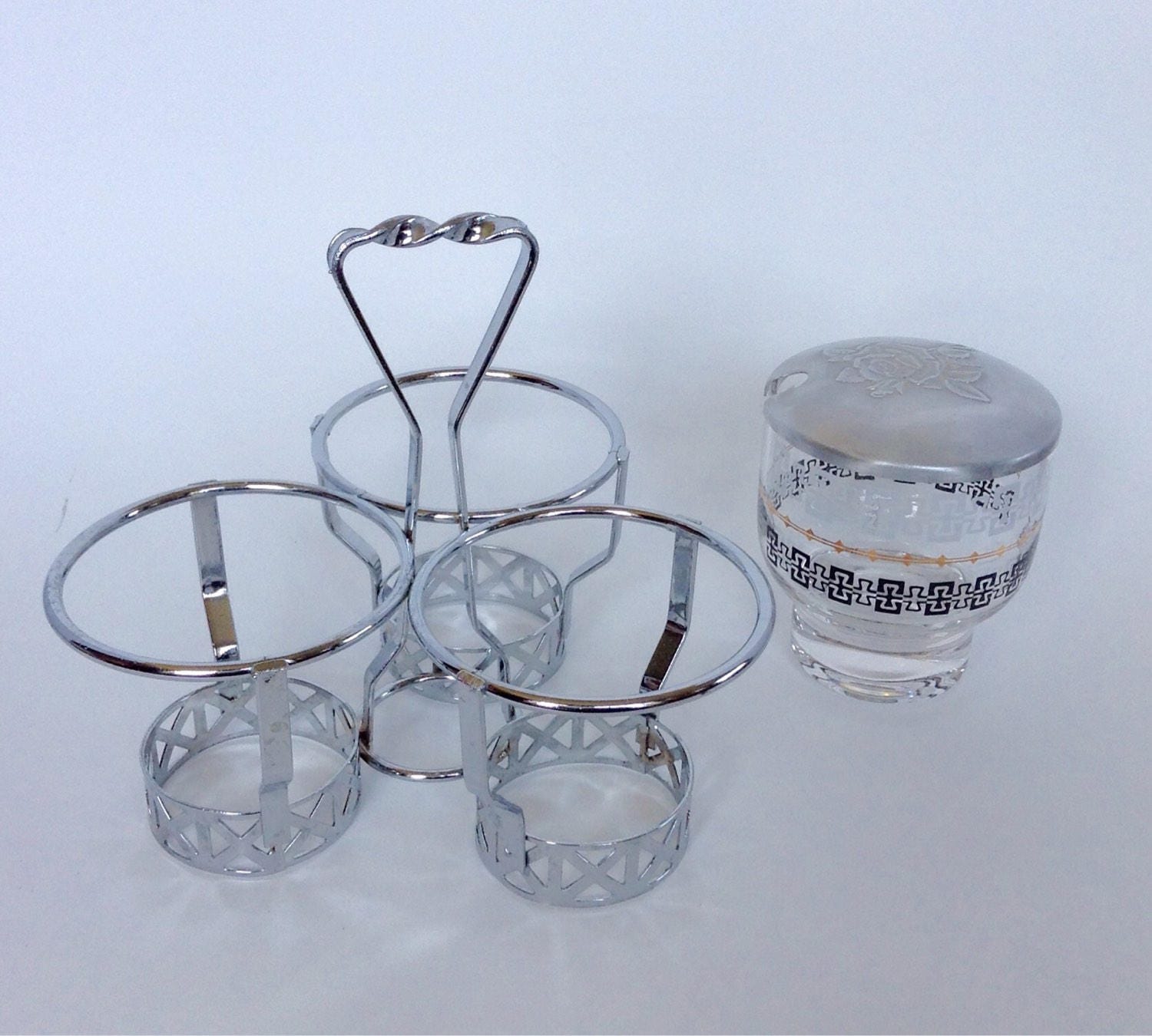 Vintage Condiment Caddy Three Bowl Condiment Server Mid Etsy
