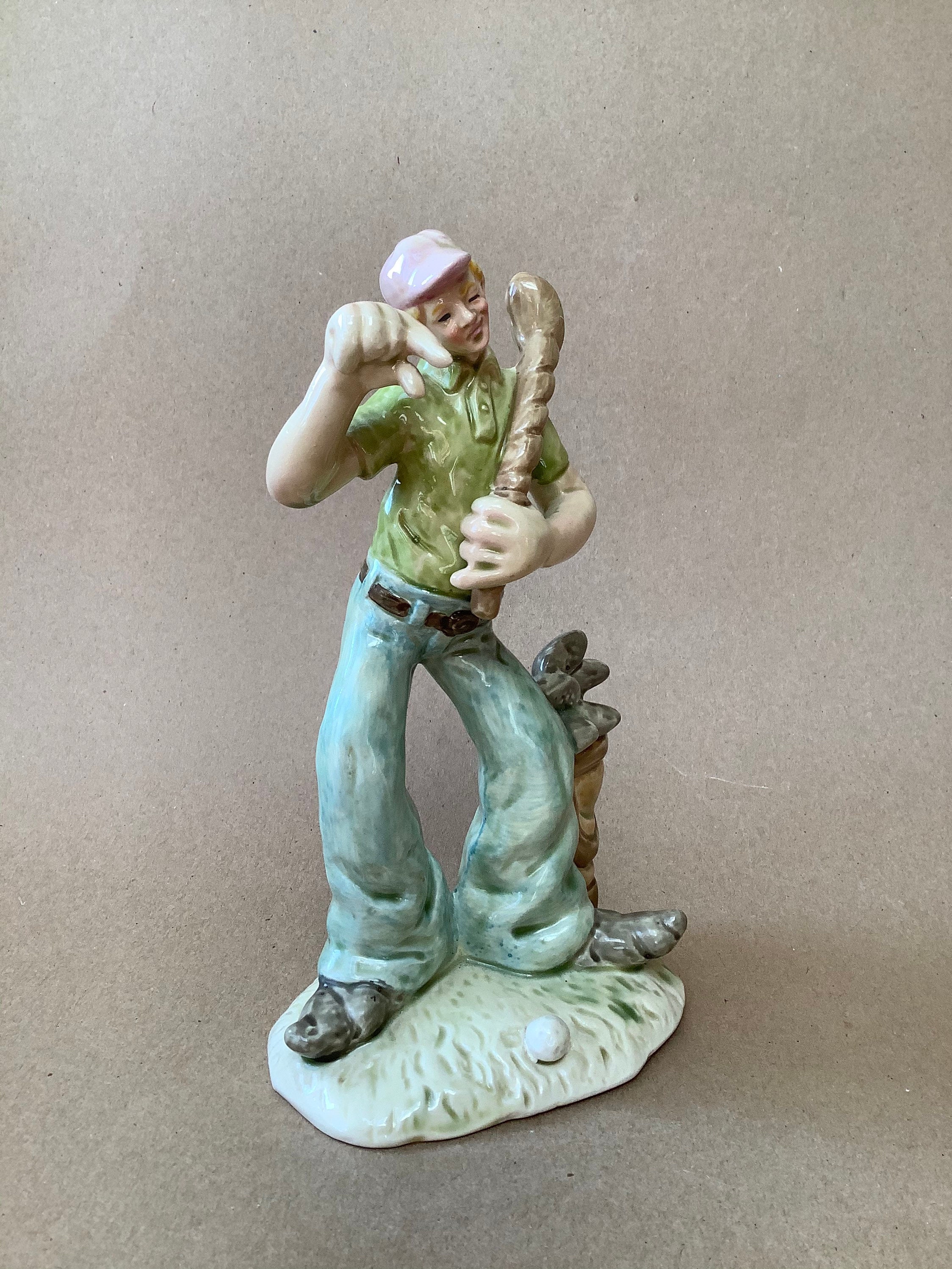 Ceramic golfer figurine Funny golf figurine Man playing Etsy