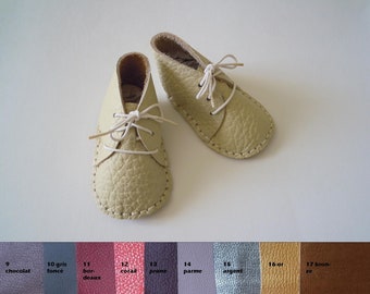 Let us put on baby supple leather customizable non-slip sole, moccasins baby, present birth original.