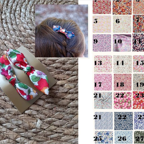 Little girls' barrettes with customizable liberty knots, baby barrettes with little girly bows for fine hair.