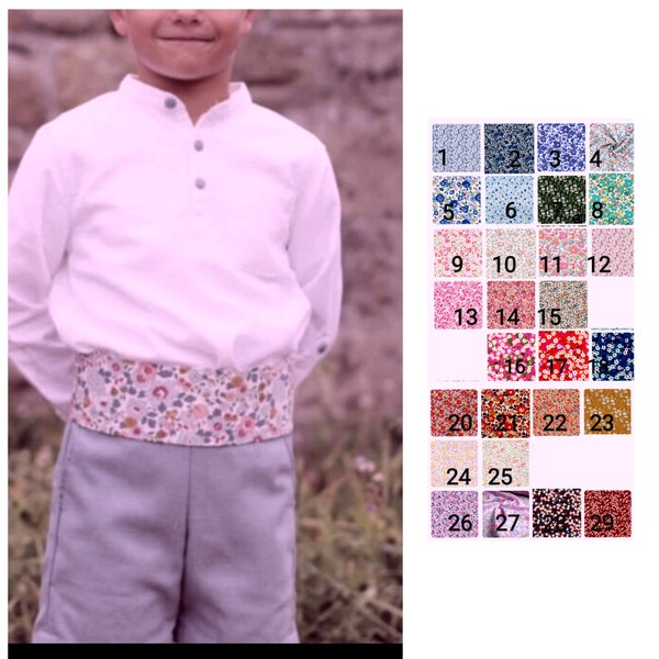 Ceinture garçon d honneur liberty, ceinture de page enfant personnalisable, ceinture obi cérémonie pour petit garçon sur mesure, baptême.