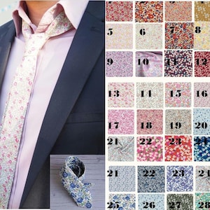 Custom-made liberty floral fabric tie, groom&#39;s tie, witnesses, customizable men&#39;s wedding accessories, trendy floral tie.