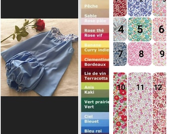 Individuell anpassbares Taufkleid aus Baumwolle und Liberty-Print, maßgefertigtes Trapezkleid und Höschen-Set für kleine Mädchen, Hochzeitsstrampler.
