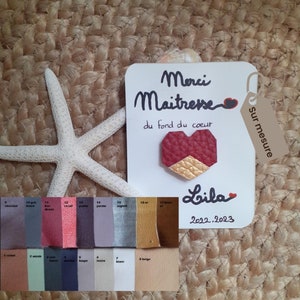 Customizable leather heart teacher pins - End of year gift - School gift - Thank you gift - Teacher ATSEM Nanny thanks