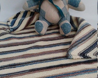 Cozy striped baby blanket hand knit washable