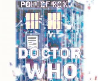 Tardis Watercolor Cross Stitch Pattern