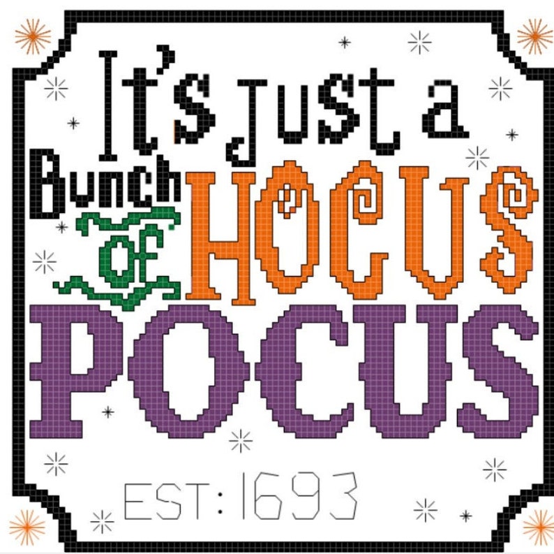 Hocus the Pocus Halloween Cross Stitch Pattern Etsy