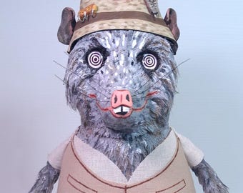 Kylie Opossum Handmade Art Doll - Fantastic Mr Fox OOAK Figurine - Collectible Character Sculpture