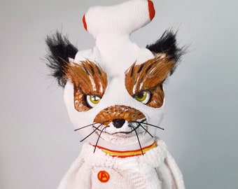 Ash Fox- Art Dolls, original art, collectible figurine, Handmade dolls, Decor Gift.