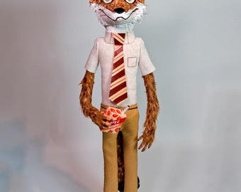 Fantastic Mr. Fox Art Dolls - Handmade - Original Art