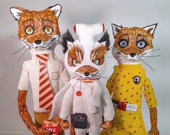 Fantastic Mr. Fox, Art Dolls. / three figures |  Art Dolls - original art - figurative art - collectible doll - gift - Handmade dolls.
