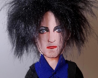 Robert Smith Art Doll | OOAK Handmade Figurine | The Cure Goth Rock Musician Collectible Sculpture