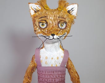 Agnes Fox Handmade Art Doll - Fantastic Mr Fox OOAK Figurine - Collectible Character Sculpture
