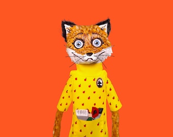 Mrs Fox Handmade Art Doll - Fantastic Mr Fox OOAK Figurine - Collectible Character Sculpture