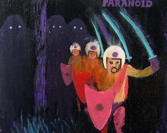 Black Sabbath Paranoid Original Painting on Wood | Acrylic Rock Band Album Cover Art | Hand Painted Music Wall Decor
