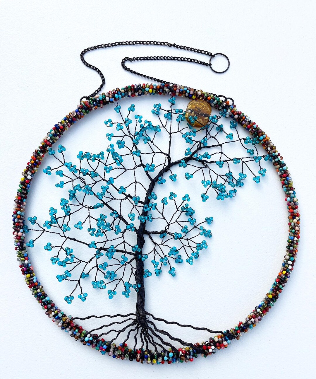 Beaded Dream Catcher Turquoise Tree of Life Multicolor Wall Hanging ...