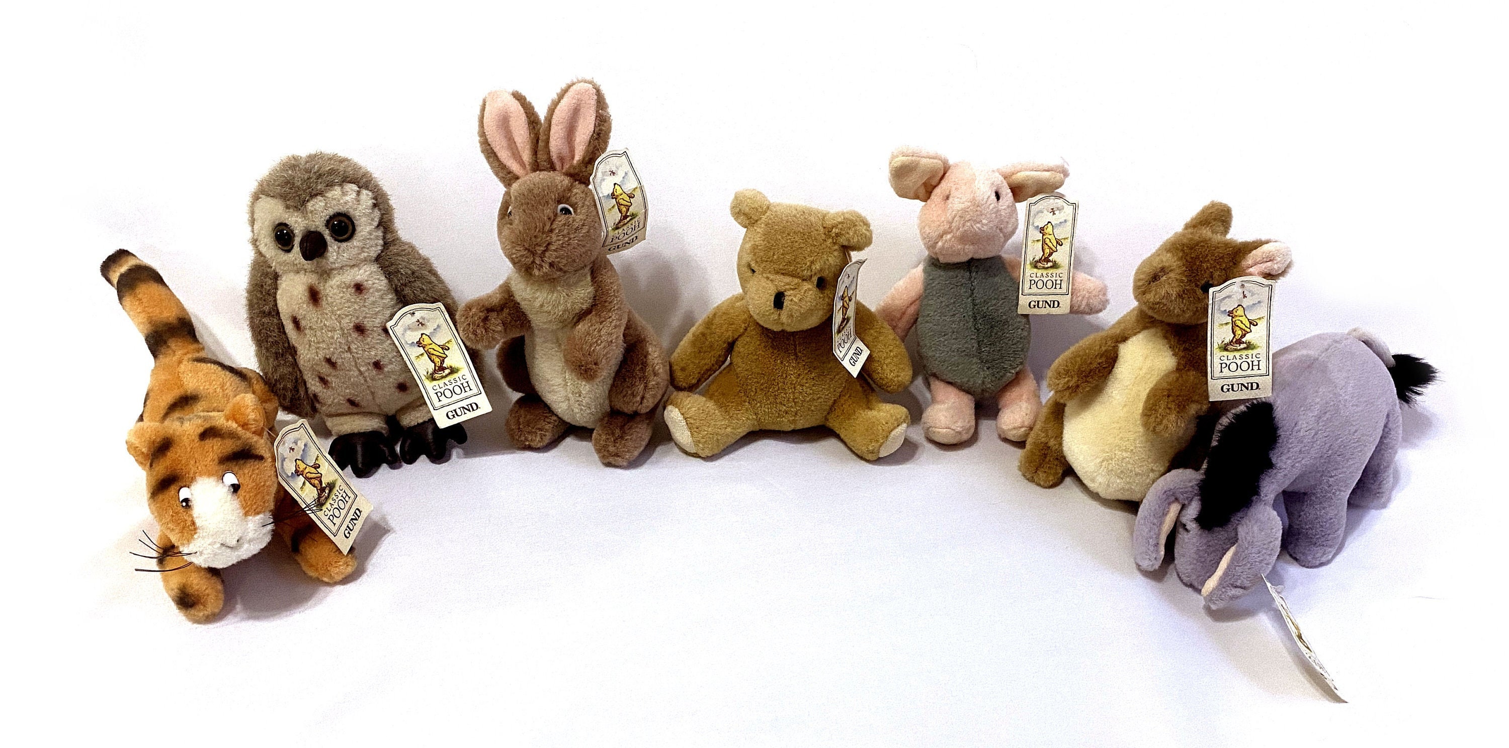 NEW Gund Classic Pooh Stuffed Plush Mini Set Lot Rabbit Owl NEW Gund Classic Pooh Stuffed Plush Mini Set Lot Rabbit Owl