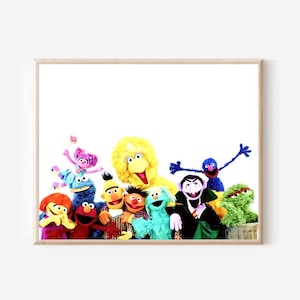 Sesame Street Bright Colorful Group Digital Print