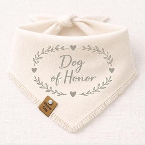 Dog of Honor Bandana: Neutral Cream, Botanical Wedding Design