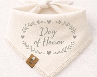 Dog of Honor Bandana: Neutral Cream, Botanical Wedding Design
