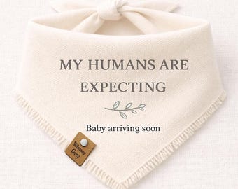 Pregnancy Announcement Dog Bandana: Neutral Baby Reveal