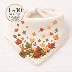 Personalized Fall Dog Bandana, Autumn Leaves Dog Bandana, Falling Leaves Pet Bandana, Thanksgiving Dog Bandana, Fall Dog Gift, 10 Designs