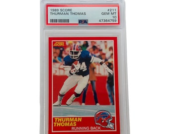 THURMAN THOMAS ROOKIE 1989 Score #211 Graded Psa Gem Mint 10 Buffalo Bills jersey Hall Fame hof non auto rare oklahoma state osu