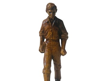 Abraham Lincoln Figurine 1954 LA Fleck Carved Hard Resin President Civil War Vtg
