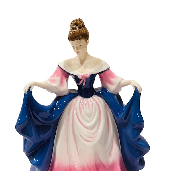 Royal Doulton Figurine vintage England porcelain vtg statue sculpture limited edition retired 4720 Sara Pretty Ladies Fashion Pink Blue