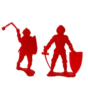 Medieval Knight vtg plastic toy figure 1960 britain marx mpc lot Red Mace Sword