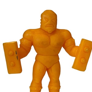 Muscle Men 1985 Vintage M.U.S.C.L.E. wrestling wrestler 1985 figure Mattel anime Kinnikuman manga kinkeshi toy #53 Junkman A ORANGE neon