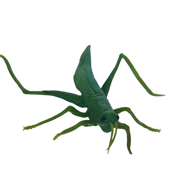 Rubber Grasshopper Locust green Creepy Crawlies Crawl Action Figure Toy vtg 1980